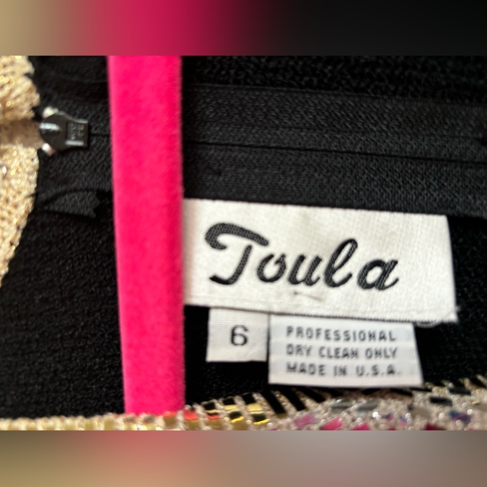 Vintage Toula Santana Gold and Silver Metallic Embellished Knit Dress 6 - Picture 3 of 9